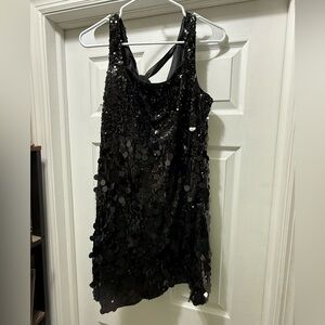 Elegant Black Sequin Mini Dress